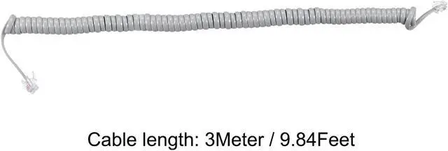 Alt view image 2 of 5 - Telephone Handset Cord, 4P4C 9.84 Feet Coiled Landline Phone Handset Cable for Home or Office Grey 2 Pack