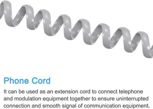 Alt view image 4 of 5 - Telephone Handset Cord, 4P4C 9.84 Feet Coiled Landline Phone Handset Cable for Home or Office Grey 2 Pack
