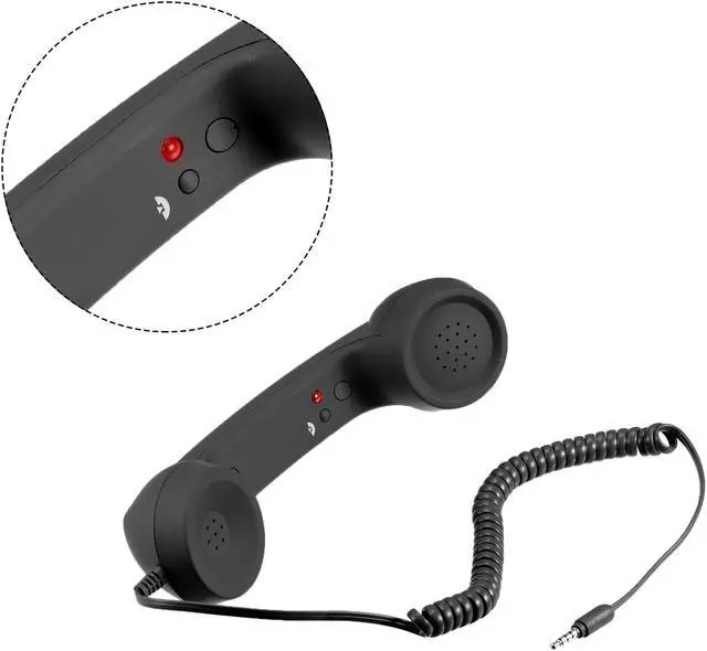 Alt view image 3 of 5 - 3.5mm Retro Telephone Handset Telephone Receiver for Microphone Speaker Black