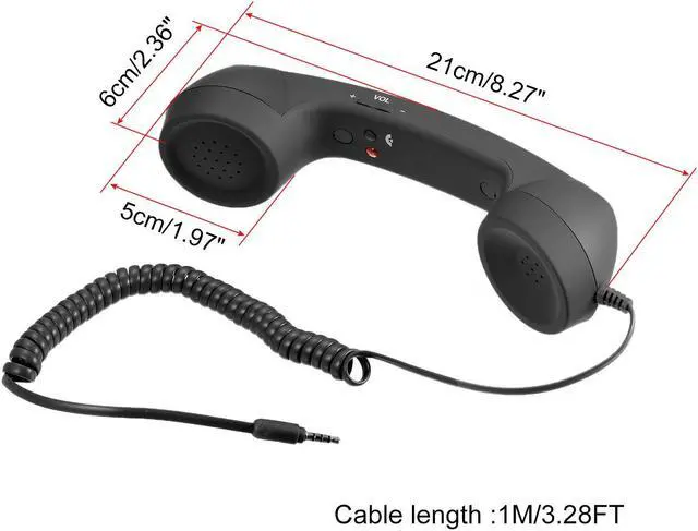 Alt view image 2 of 5 - 3.5mm Retro Telephone Handset Telephone Receiver for Microphone Speaker Black