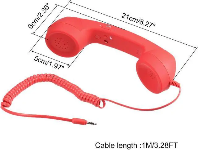 Alt view image 2 of 5 - 3.5mm Retro Telephone Handset Telephone Receiver for Microphone Speaker Red