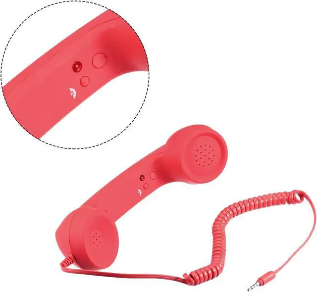Alt view image 3 of 5 - 3.5mm Retro Telephone Handset Telephone Receiver for Microphone Speaker Red