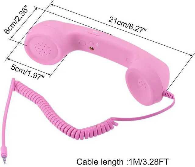 Alt view image 2 of 5 - 3.5mm Retro Telephone Handset Telephone Receiver for Microphone Speaker Pink