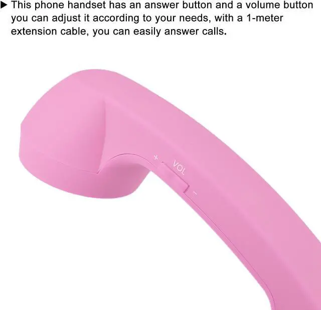 Alt view image 4 of 5 - 3.5mm Retro Telephone Handset Telephone Receiver for Microphone Speaker Pink