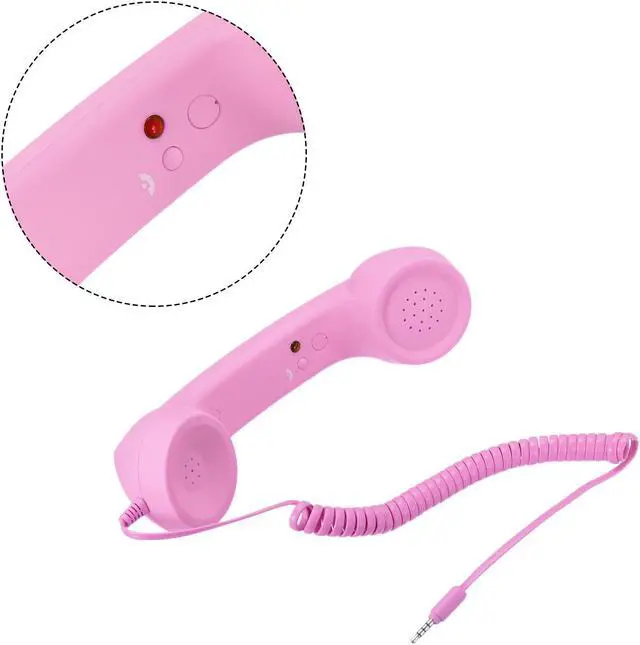 Alt view image 3 of 5 - 3.5mm Retro Telephone Handset Telephone Receiver for Microphone Speaker Pink