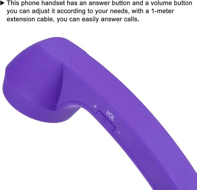 Alt view image 4 of 5 - 3.5mm Retro Telephone Handset Telephone Receiver for Microphone Speaker Purple