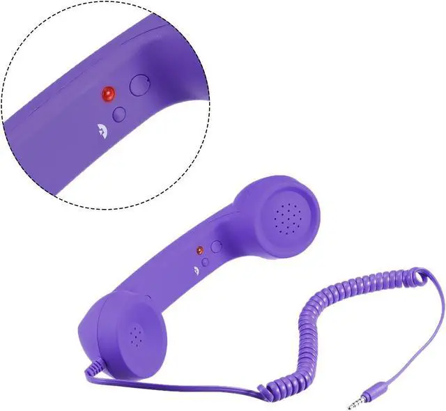 Alt view image 3 of 5 - 3.5mm Retro Telephone Handset Telephone Receiver for Microphone Speaker Purple