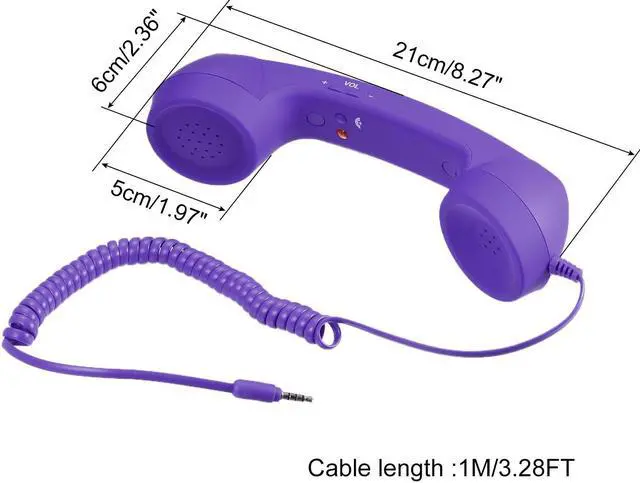 Alt view image 2 of 5 - 3.5mm Retro Telephone Handset Telephone Receiver for Microphone Speaker Purple
