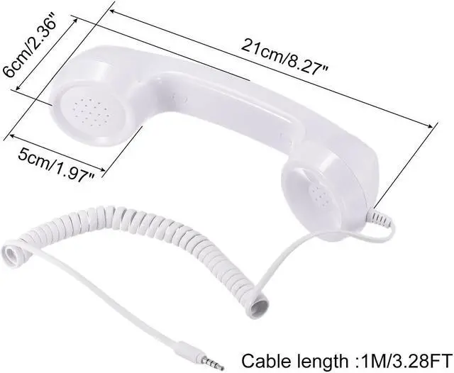 Alt view image 2 of 5 - 3.5mm Retro Telephone Handset Telephone Receiver for Microphone Speaker Smooth White