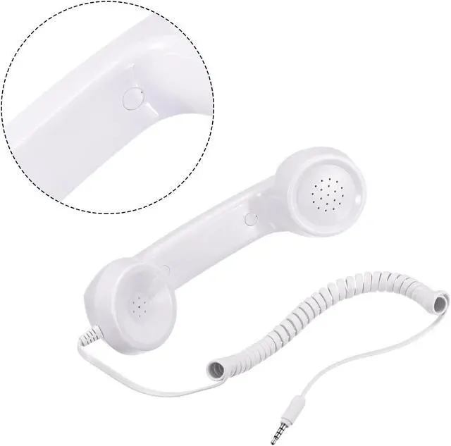 Alt view image 3 of 5 - 3.5mm Retro Telephone Handset Telephone Receiver for Microphone Speaker Smooth White