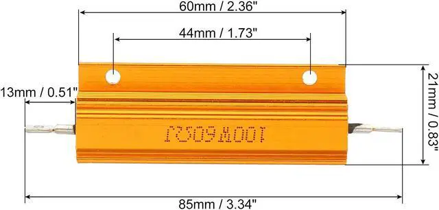 Alt view image 2 of 6 - 100W 60 Ohm Aluminum Shell Resistor, 2 Pack Aluminum Housing Resistor Housed Case Wirewound Resistors Screw Tap Power Resistor, Golden