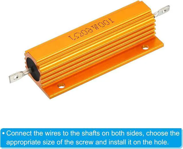 Alt view image 5 of 6 - 100W 60 Ohm Aluminum Shell Resistor, 2 Pack Aluminum Housing Resistor Housed Case Wirewound Resistors Screw Tap Power Resistor, Golden