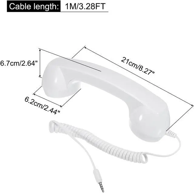 Alt view image 2 of 5 - 3.5mm Retro Telephone Handset Phone Telephone Receiver for Microphone Speaker Smooth White