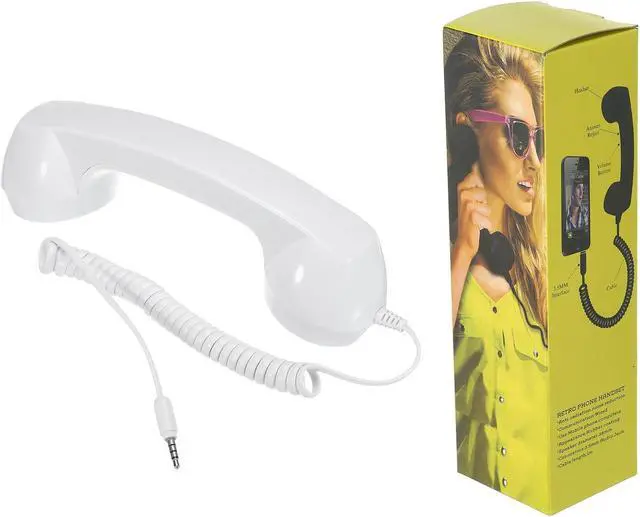 Alt view image 5 of 5 - 3.5mm Retro Telephone Handset Phone Telephone Receiver for Microphone Speaker Smooth White
