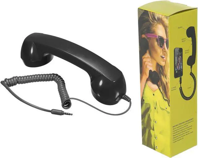 Alt view image 5 of 5 - 3.5mm Retro Telephone Handset Phone Telephone Receiver for Microphone Speaker Smooth Black