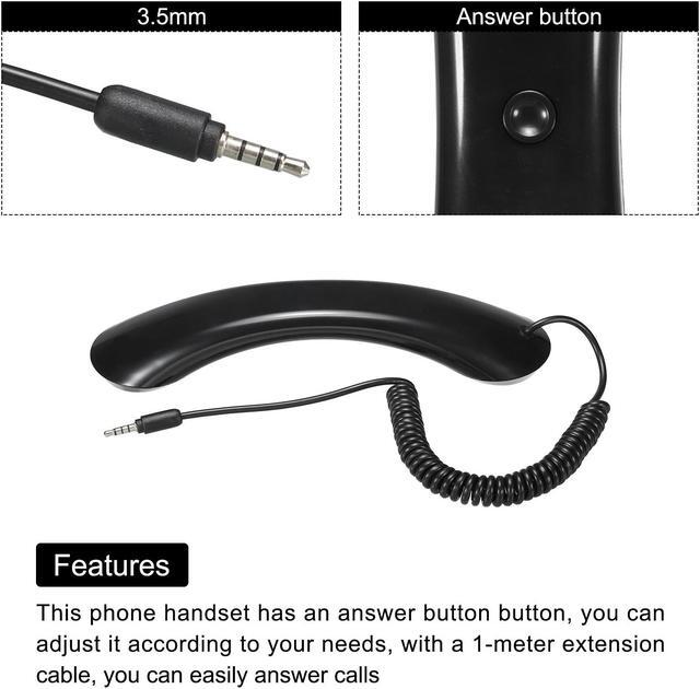 Alt view image 4 of 5 - 3.5mm Retro Telephone Handset Cell Phone Telephone Receiver for Microphone Speaker Black