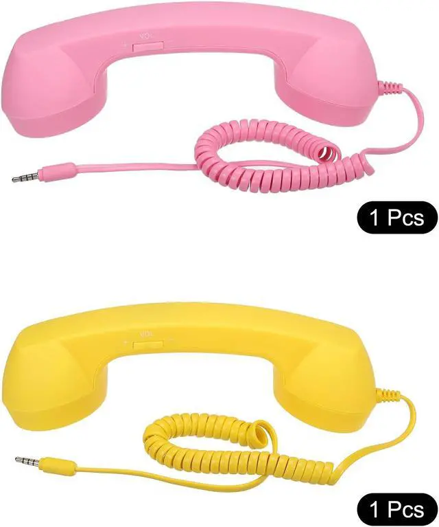 Alt view image 3 of 5 - 2 Pack 3.5mm Retro Telephone Handset Telephone Receiver MIC Microphone Speaker Anti Receivers for Microphone Speaker Pink,Yellow