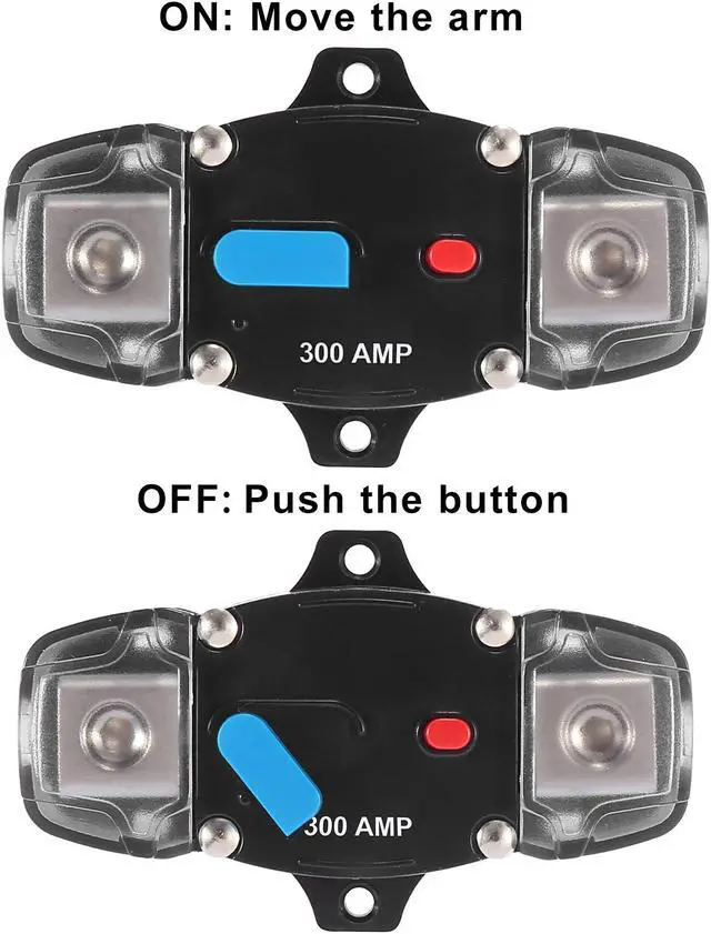 Alt view image 4 of 7 - DC 12-24V 300Amp Circuit Breaker Audio Inline Fuse Holder Protector for Car Truck Boat RV