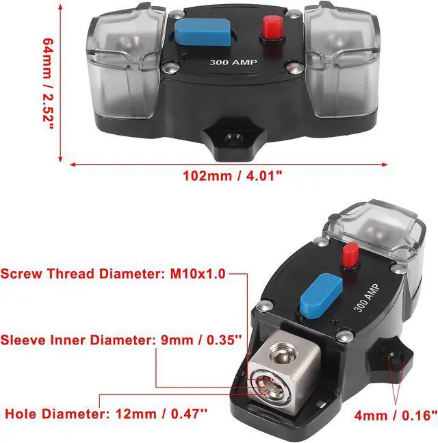 Alt view image 3 of 7 - DC 12-24V 300Amp Circuit Breaker Audio Inline Fuse Holder Protector for Car Truck Boat RV