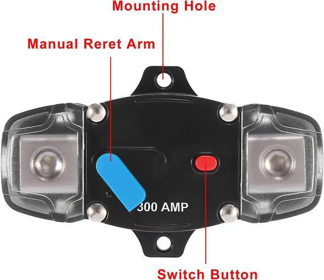 Alt view image 5 of 7 - DC 12-24V 300Amp Circuit Breaker Audio Inline Fuse Holder Protector for Car Truck Boat RV