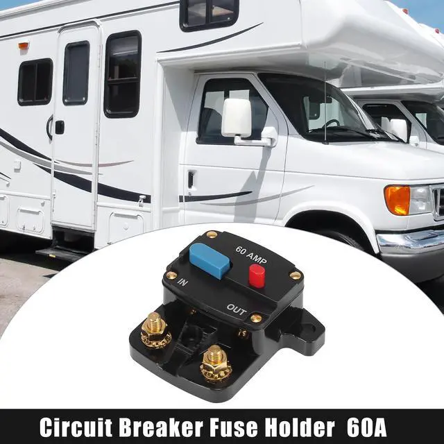 Main image of DC 12V- 42V 60Amp Inverter Circuit Breaker Audio Inline Fuse Holder Protector for Car Truck Boat RV