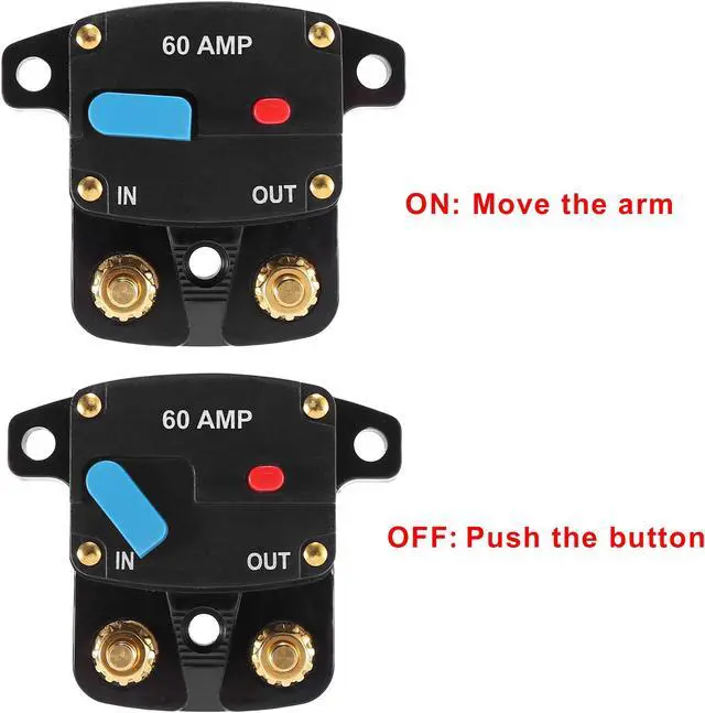 Alt view image 4 of 7 - DC 12V- 42V 60Amp Inverter Circuit Breaker Audio Inline Fuse Holder Protector for Car Truck Boat RV