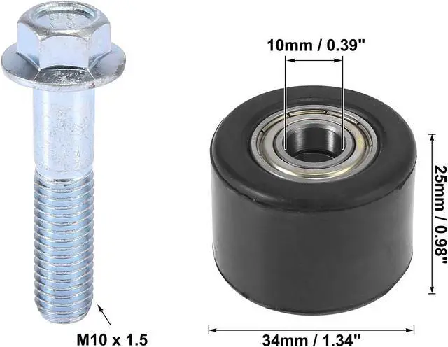 Alt view image 3 of 6 - 1 Set 10mm Chain Pulley Roller Slider Wheel Guide for Motorcycle Street Bike ATVs Black