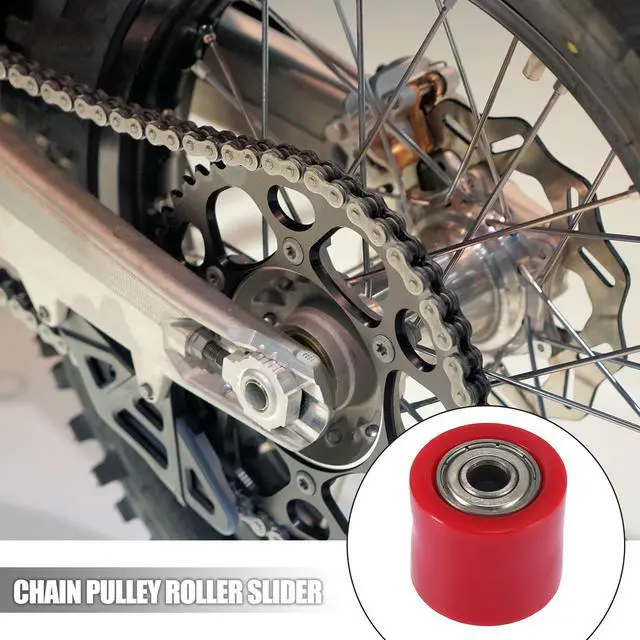 Alt view image 2 of 6 - 2 Set 8mm Motorcycle Chain Pulley Roller Slider Wheel Guide for Street Bike ATVs Red