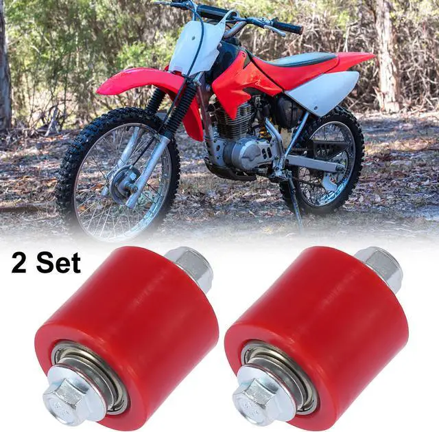 Main image of 2 Set 8mm Motorcycle Chain Pulley Roller Slider Wheel Guide for Street Bike ATVs Red
