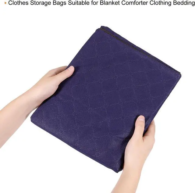 Alt view image 5 of 7 - Clothes Storage Bag 3pcs, Closet Organizer with Reinforced Handle for Comforters, Bedding, Blankets, Clothing, Pillows, Foldable with Sturdy Zipper-Purple