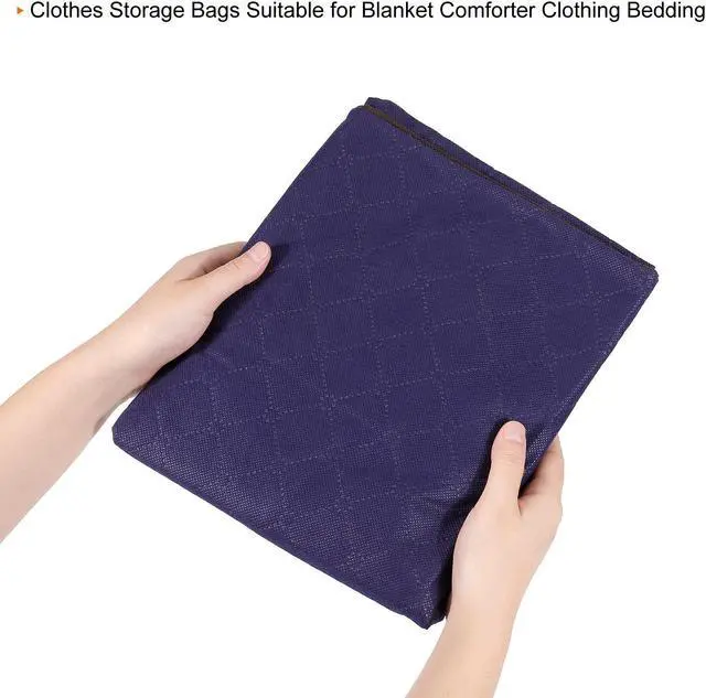 Alt view image 5 of 6 - Clothes Storage Bag 3pcs, Foldable Storage Bins for Clothes, Comforters Storage Bags with Reinforced Handle, Sturdy Zipper, Closet Organizer with Clear Window-Dark Blue