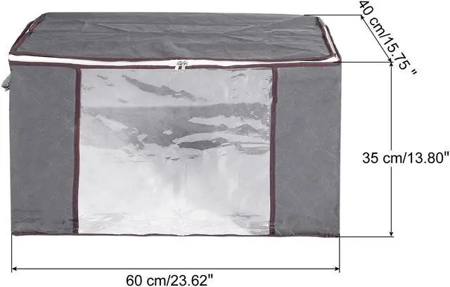 Alt view image 2 of 6 - Clothes Storage Bag with Reinforced Handles 4pcs, Clothes Storage Bins Foldable Closet Organizers for Comforters, Blankets, Clothing, Bedding with Clear Window-Grey