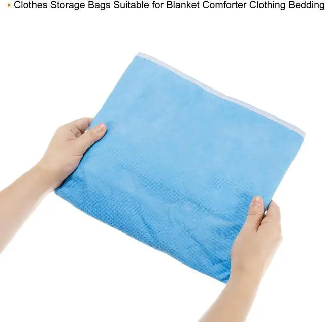 Alt view image 5 of 6 - Clothes Storage Bag 3pcs, Foldable Storage Bins for Clothes, Comforters Storage Bags with Reinforced Handle, Sturdy Zipper, Closet Organizer with Clear Window-Sky Blue