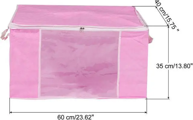 Alt view image 2 of 7 - Clothes Storage Bag 2pcs Comforters Storage Bags Foldable Clothing Storage Containers with Reinforced Handle & Sturdy Zipper, Closet Organizer with Clear Window-Dark Blue