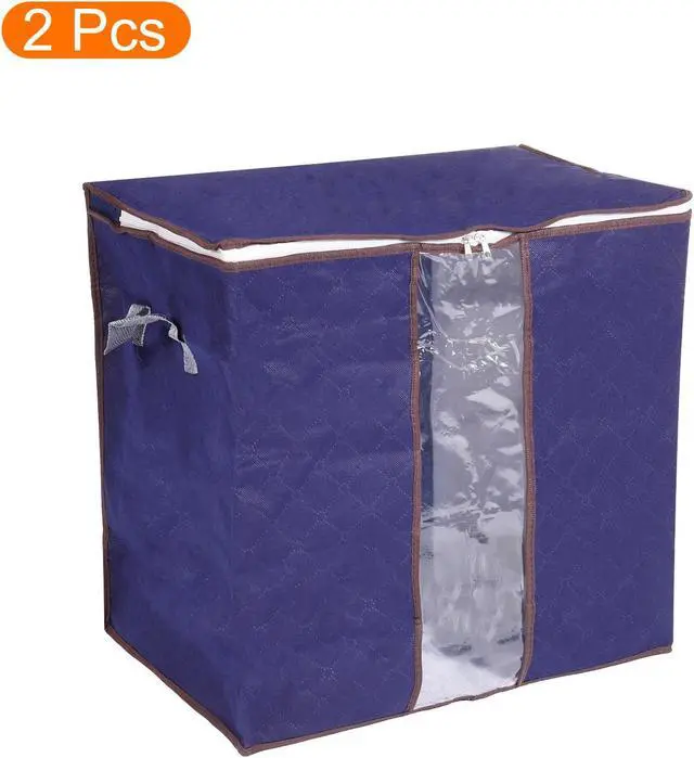 Alt view image 3 of 7 - Clothes Storage Bag 2pcs, Clothes Storage Bins Foldable Closet Organizers Storage Containers with Reinforced Handles for Comforters, Blankets, Bedding-Grey