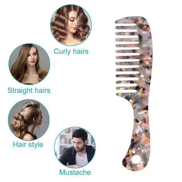 Alt view image 7 of 7 - 1 Pcs Hair Comb Wide Tooth, Anti-Static, for Thick, Curly Hair, Hair Care, Detangling Comb, for Wet and Dry Multicolor