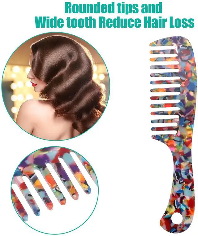 Alt view image 2 of 7 - 1 Pcs Hair Comb Wide Tooth, Anti-Static, for Thick, Curly Hair, Hair Comb, Detangling Comb, for Wet and Dry Multicolor