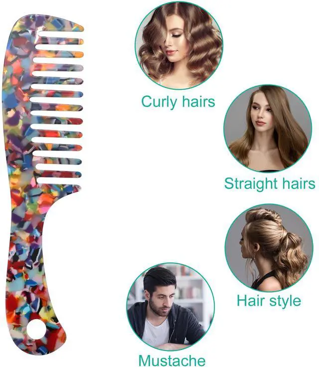 Alt view image 7 of 7 - 1 Pcs Hair Comb Wide Tooth, Anti-Static, for Thick, Curly Hair, Hair Comb, Detangling Comb, for Wet and Dry Multicolor
