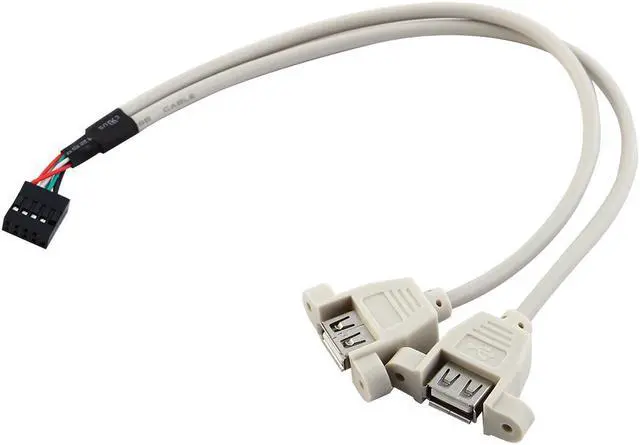Main image of Unique Bargains Motherboard USB2.0 9Pin Header to 2 Ports A Female Adapter Cable