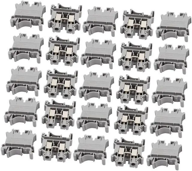 Main image of 25Pcs UK10N 800V 76A Rail Mount 10mm2 Cable Screw Type Terminal Block Gray