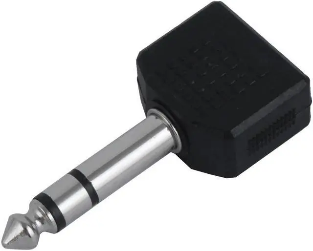 Main image of Dual 3.5mm Audio Jack Female to 6.35mm Male Plug Connector Y Splitter Adapter