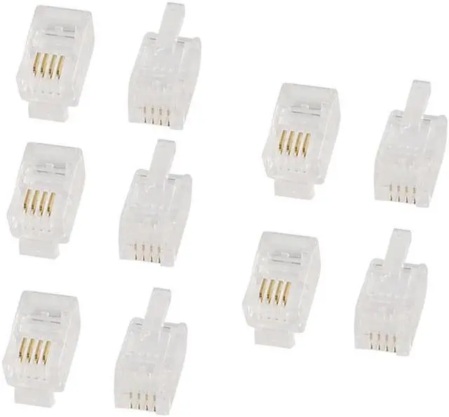 Main image of 10 Pcs Telephone Cable Parts 4P4C RJ11 Plug Jack Connector