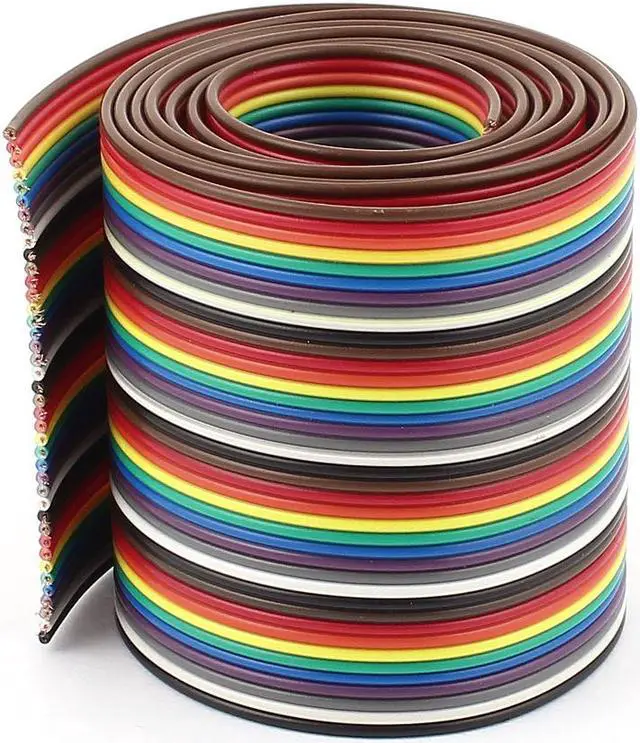 Main image of 1m 3.3ft 40 Way Rainbow Color Flat Ribbon Cable IDC Wire 1.27mm for Arduino DIY