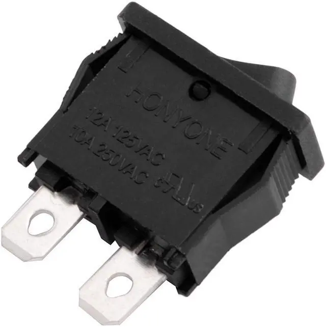Alt view image 3 of 3 - 5Pcs AC 125V/12A 250V/10A SPST 2P 2 Position Mini Rocker Switch Black UL Listed