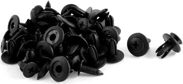Main image of 30 Pcs 6mm Hole Plastic Screw Rivet Car Auto Door Bumper Fastener Clips Black