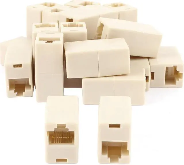 Main image of Cat5 RJ45 Ethernet LAN Network Cable Extender Joiner Adapter Coupler Beige 20pcs