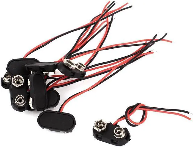 Main image of 10pcs Snap in 9V 9 Volt Battery Clip Connector Hard Shell I Type Black
