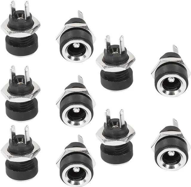 Main image of 10Pcs 5.5mm x 2.1mm DC Power Jack Socket Female Panel Mount Connector