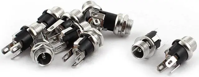 Main image of Unique Bargains 10Pcs DC Power Jack Socket Female Coaxial Panel Mount Connector 5.5mmx2.1mm