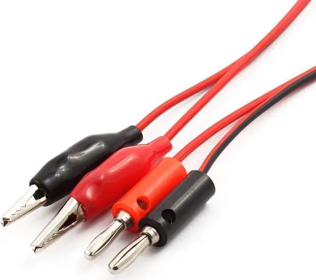 Alt view image 2 of 2 - Double Alligator Clip to Banana Plug Audio Video Test Wire Cable 1M Long 2 Pairs